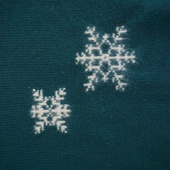 Ceau Mar Teal Wool Angora Snowflake Knit Sweater Cabincore Retro Aesthetic XL - Picture 8 of 10